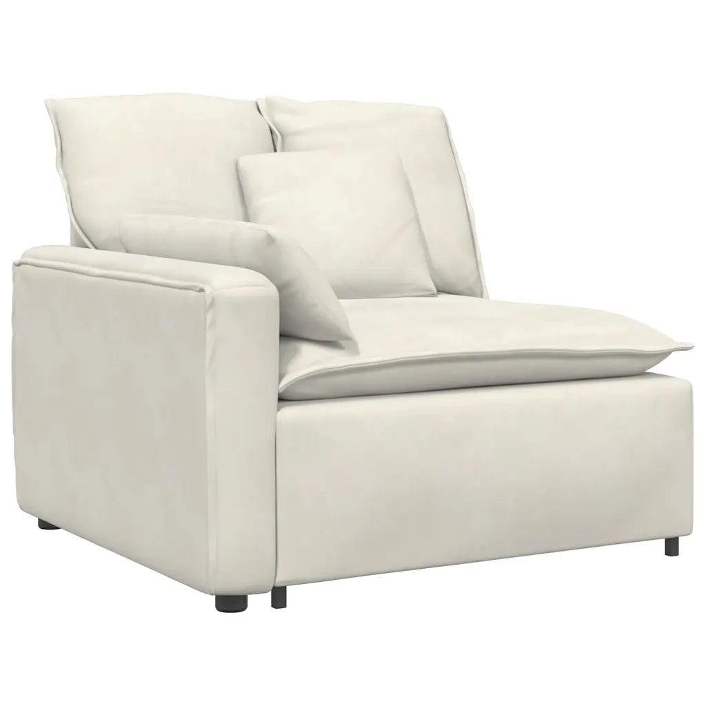 Divano Modulare con Cuscini in Velluto Crema 3321166