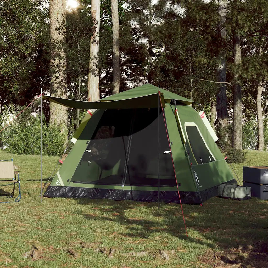 Tenda a Cupola da Campeggio 5 Persone Verde a Rilascio Rapido