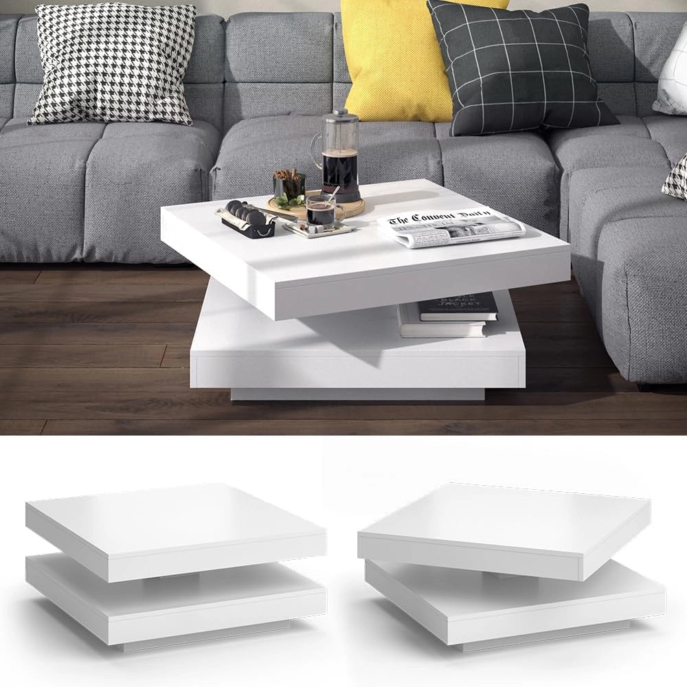 Tavolino da caffè Elias, Bianco, 70 x 70 cm, per l'utilizzo come superficie d'appoggio e per una suddivisione flessibile degli spazi