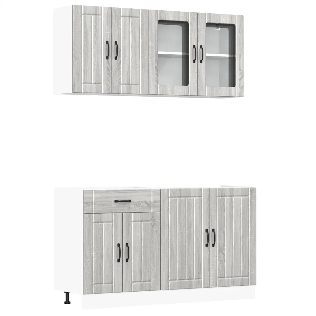 Set Mobili da Cucina 4 pz Lucca Grigio Sonoma in Truciolato 3314867