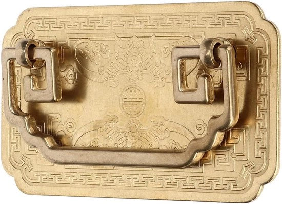 Maniglia a Vela Tetragonale Stile Retro Cinese Antico Carrello Trascina Maniglia a Cerchio Larga per Porte di Cassetta in Ottone