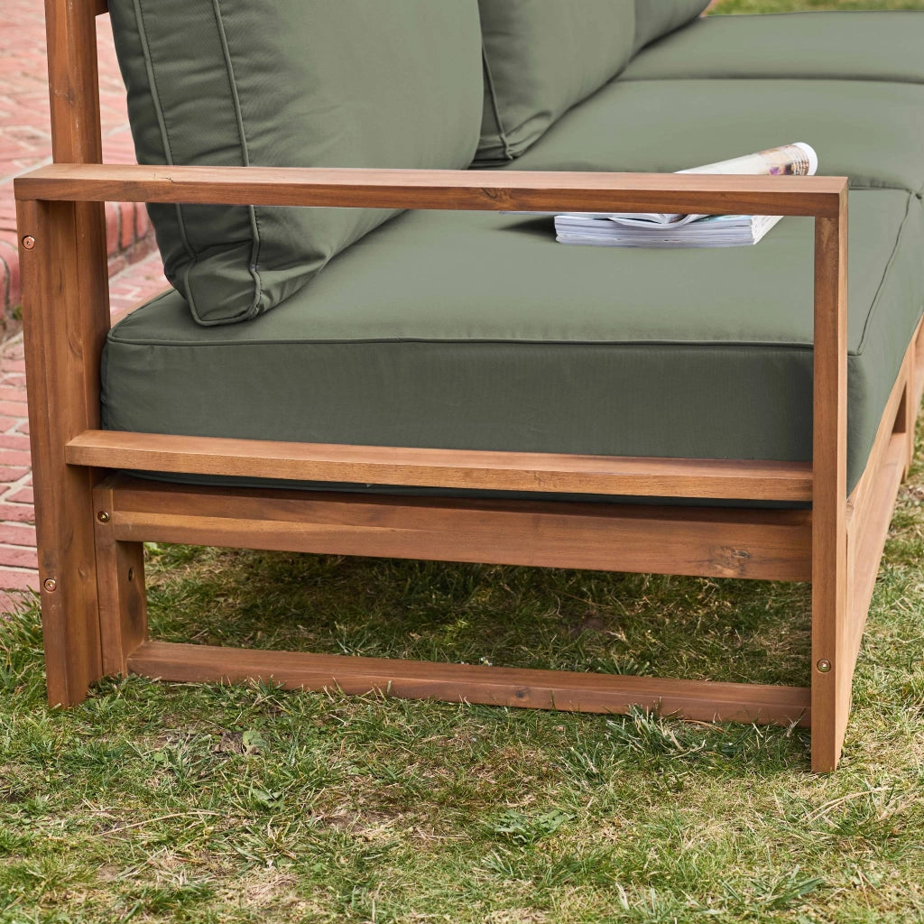 Salotto da giardino in legno, 5 posti, marrone naturale