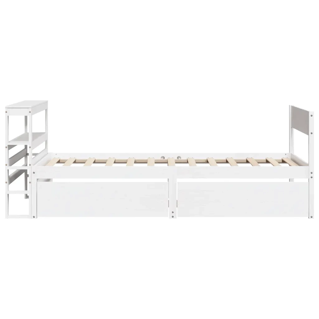 Letto senza Materasso Bianco 75x190 in Legno Massello di Pino 3306406