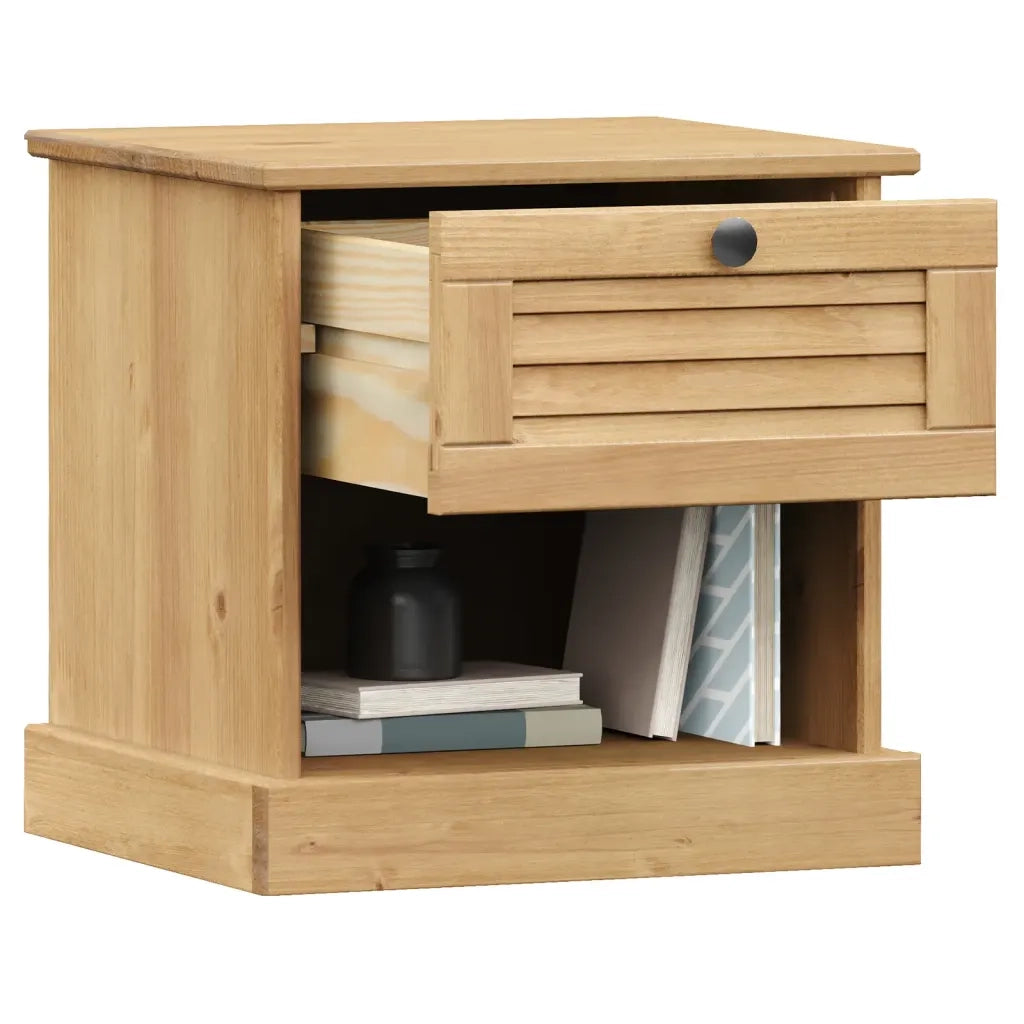 Comodino | Armadio da Notte | Mobiletto da notte VIGO 42x35x42 cm in Legno Massello di Pino
