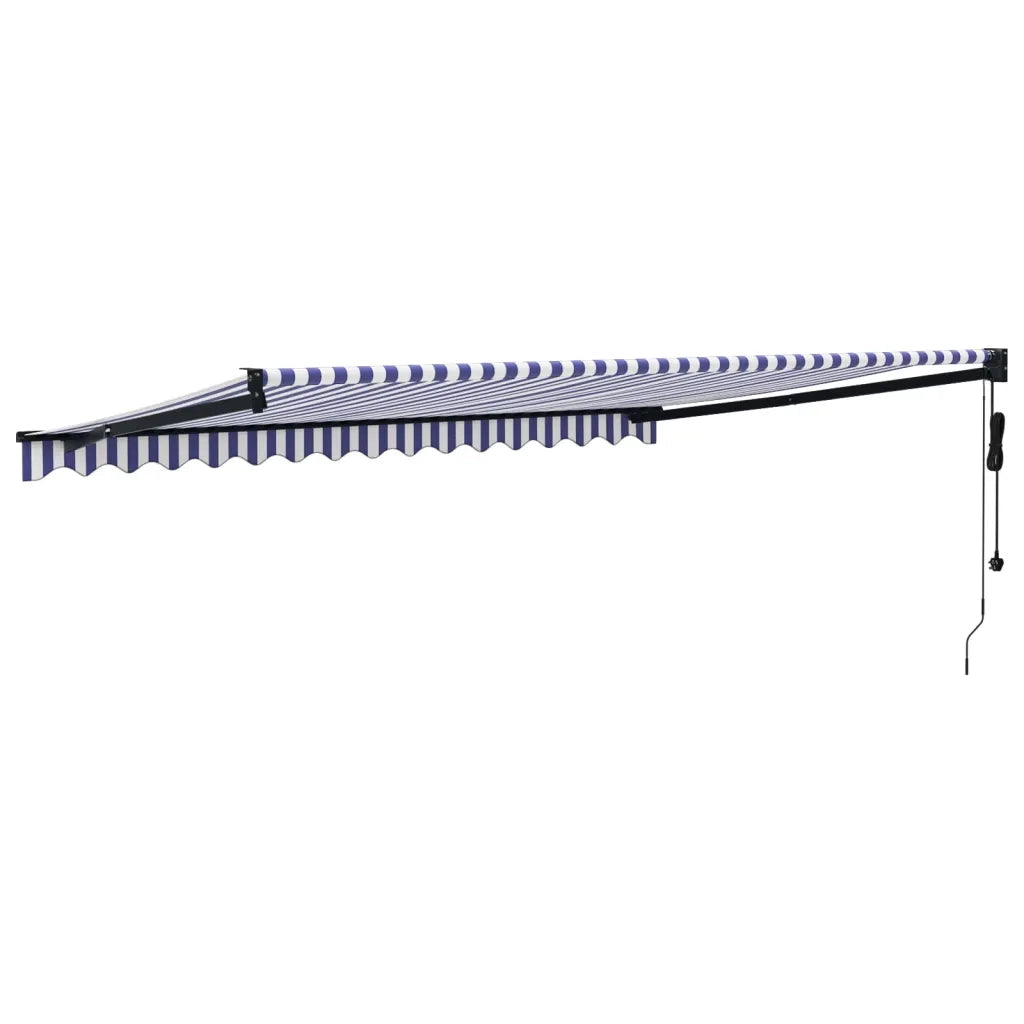Tenda Sole Automatica Retrattile Blu e Bianca 4,5x3 m