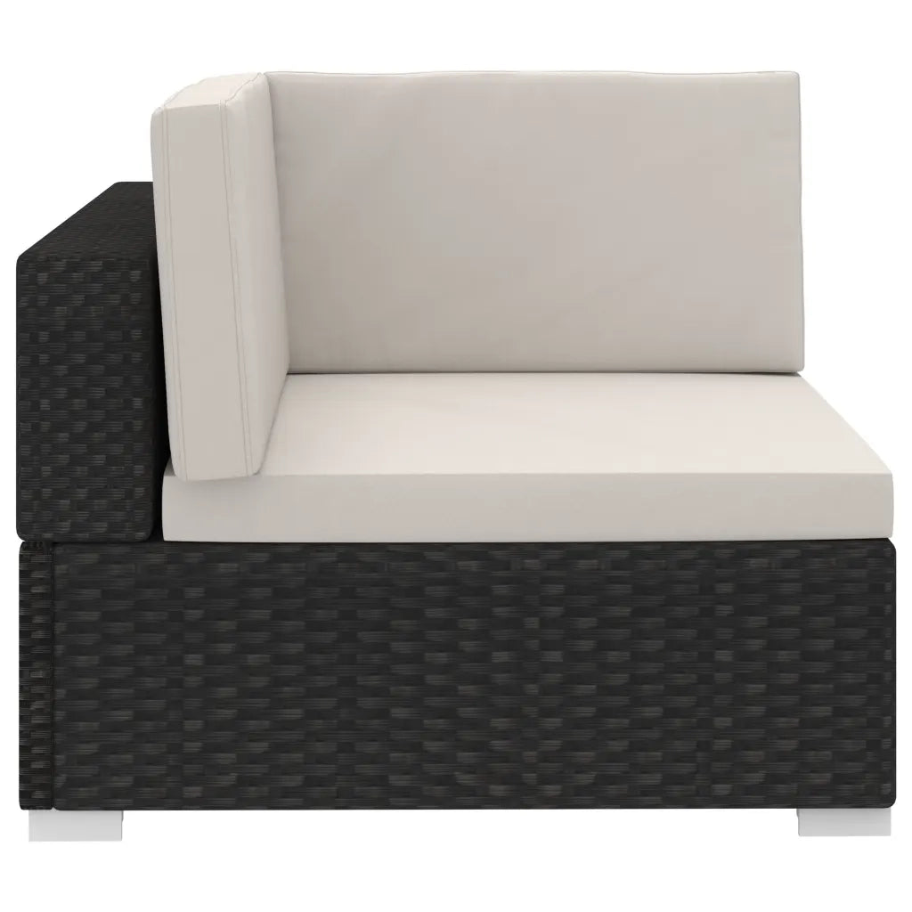 Set Divani da Giardino 3 pz con Cuscini in Polyrattan Nero 47264