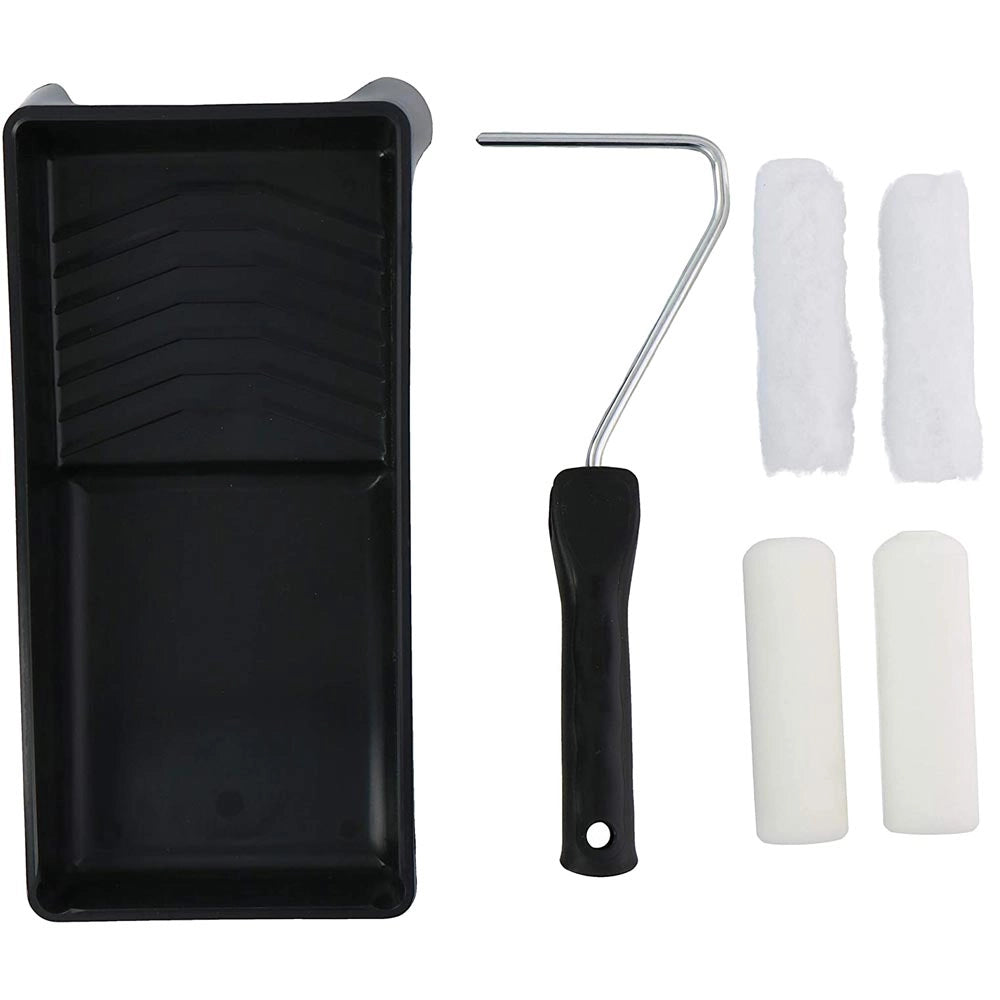 Set Pittore Stanley con 4 Rulli 10cm e Vaschetta Pittura Verniciare Pareti Casa