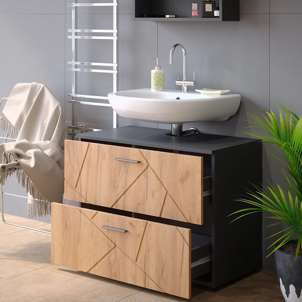 Vicco Mobile sottolavabo per bagno Quercia dorata/antracite 80 x 58.6 cm