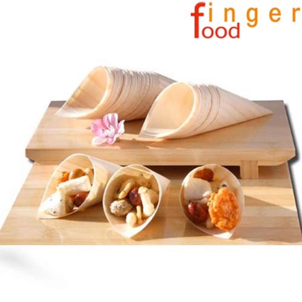 Trade Shop - Set 12 Coni Finger Food In Fibra Di Pioppo Catering Aperitivo 22,5 X 15,5 Cm -