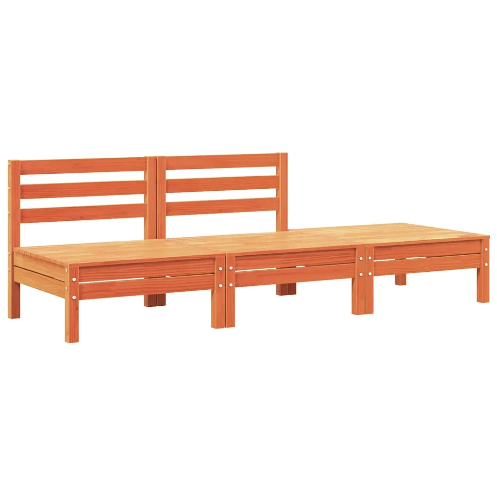 Divano da esterno-Divano da Giardino a 3 Posti Marrone Cera Legno Massello Pino 872932