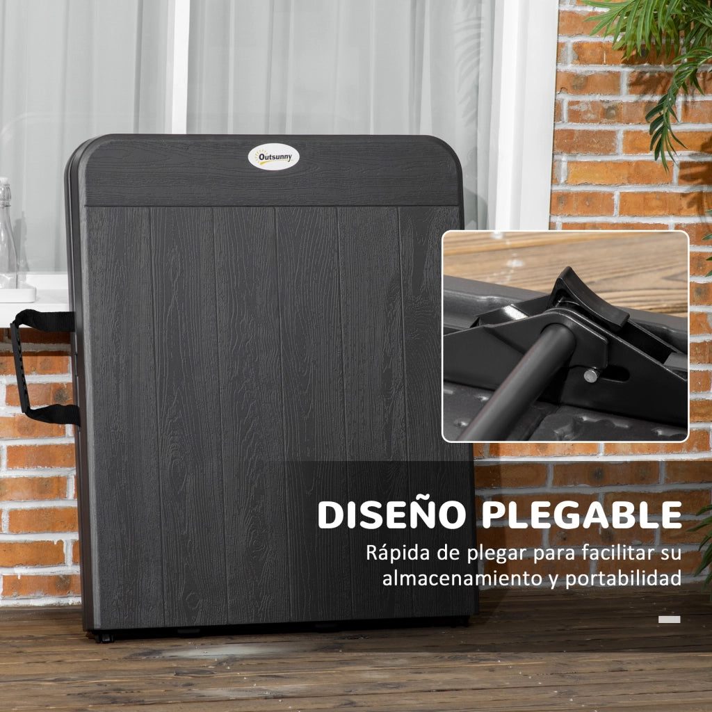 Tavolo Pieghevole da Giardino per Pranzo ¨C Minimal ¨C Grigio Scuro Acciaio HDPE 180x75,5x73 cm
