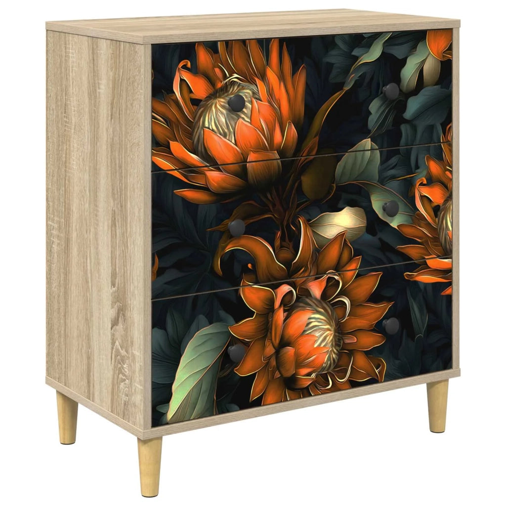 Cassettiera LOCHEM Stampa arancione 66 x 36,5 x 75 cm Sonoma 8007350
