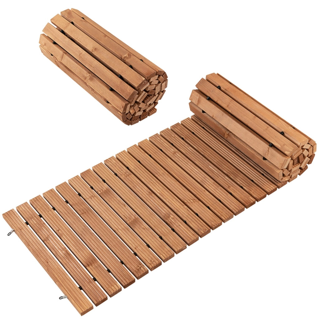 Sentiero avvolgibile di legno?per giardino, Vialetto con fil di ferro e consistenza antiscivolo?55cm