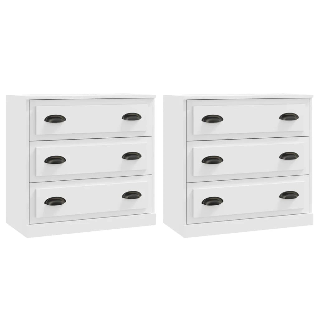Buffet credenza cassettiera armadio mobile contenitore organizer per cucina soggiorno salotti set da 2 legno ingegnerizzato bianco 02_0036690