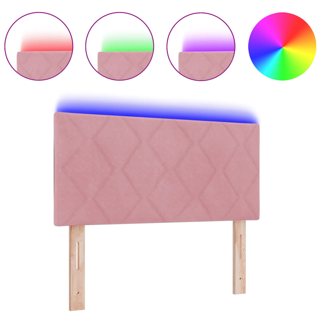 Testiera LED Design a Blocchi di Diamante Rosa 100 cm Velluto