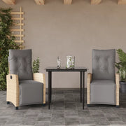 vidaXL Set Pranzo da Giardino 3 pz con Cuscini Beige Misto Polyrattan