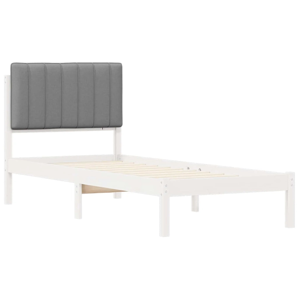 Letto con Testiera Rivestita Grigio chiaro 75 x 190 cm 878093