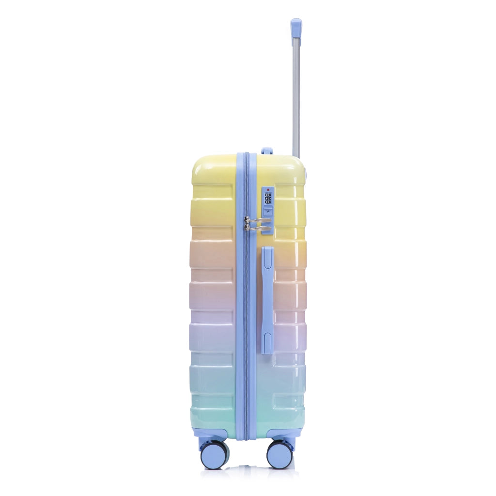 Set di valigie 4 pezzi con lucchetto a combinazione, ruote doppie 360°, manico telescopico, pc, giallo