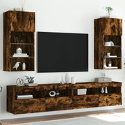 Mobili Porta TV con Luci LED 2 pz Rovere Fumo 40,5x30x90 cm 837052