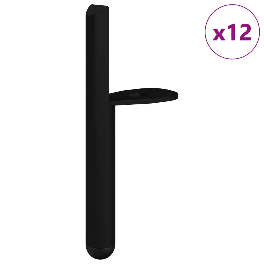 Piedini per mobili 12 pcs Nero 66 x 36 x 160 mm Ferro