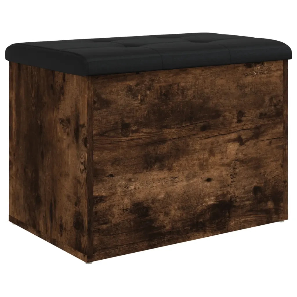 Panca Portaoggetti-Sgabello-Panca con Contenitore Rovere Fumo 62x42x45 cm Legno Multistrato