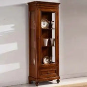 Vetrina napoletana alta in legno massiccio noce scuro arte povera