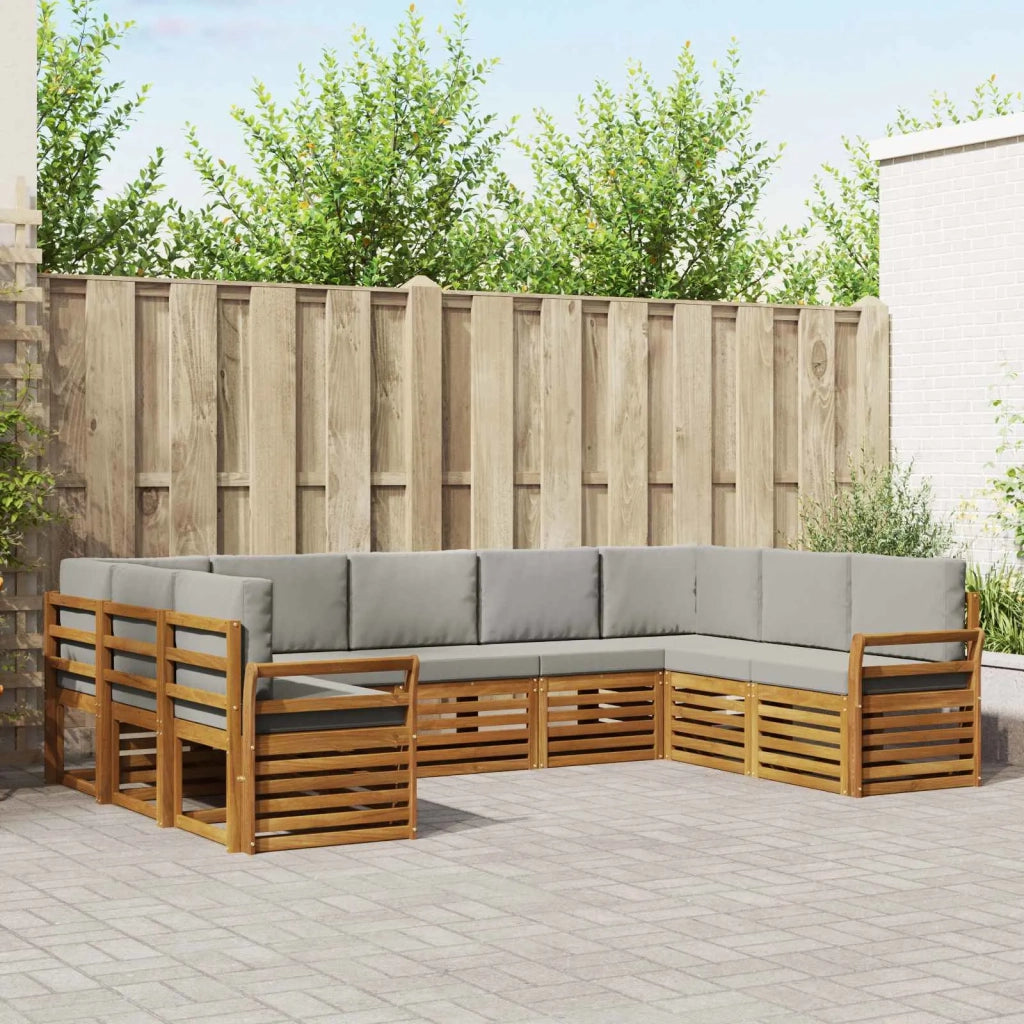 Set divano sezionale con cuscino 9 pcs Grigio Naturale e Chiaro 3375481