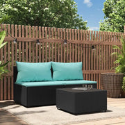 Set Divani da Giardino 3 pz con Cuscini Nero in Polyrattan 319803
