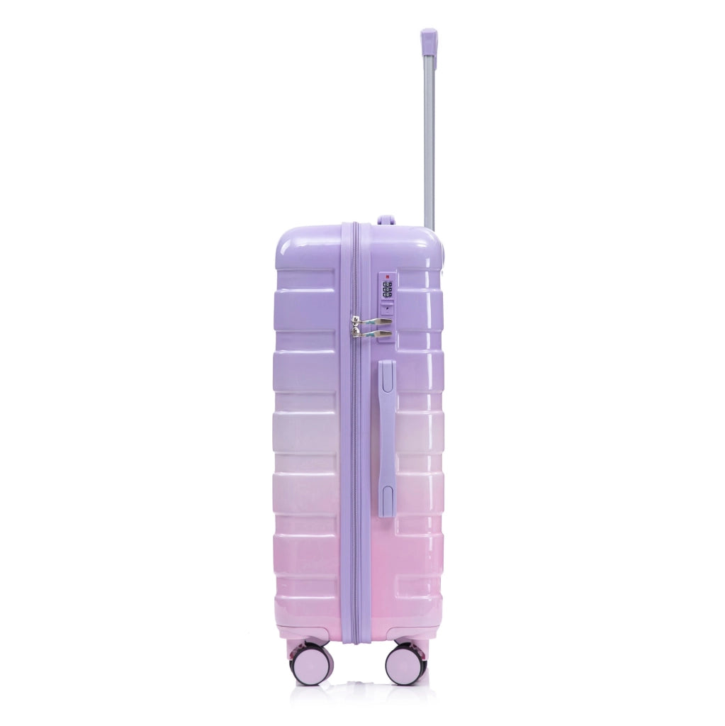 Set Valigie Rigide PC 4 Pezzi con Ruote Spinner 360°, Serratura a Combinazione e Beauty Case 14" Viola