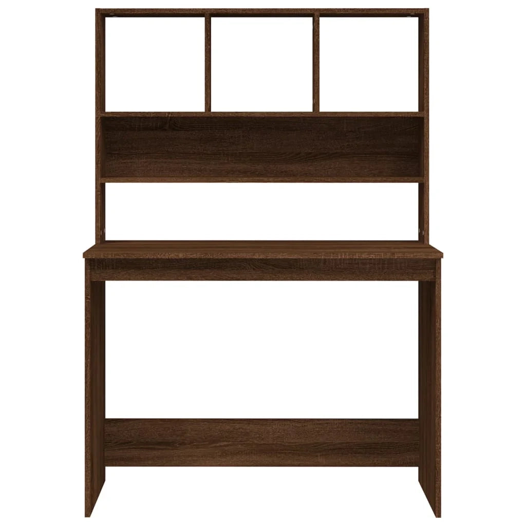 Scrivania tavolo postazione di lavoro mobile per computer studio e scaffalatura rovere 102 x 45 x 148 cm legno ingegnerizzato marrone 02_0023816