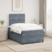 Letto Box Spring LED con Materasso Grigio Scuro 120 x 190 cm 3456036
