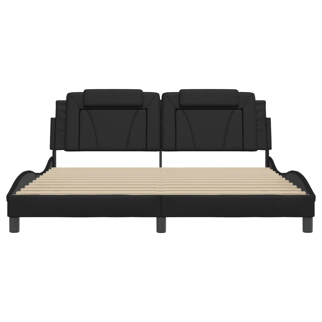 Letto matrimoniale | Letto per adulti | Giroletto Viana con LED senza Materasso Nero 180x200 cm