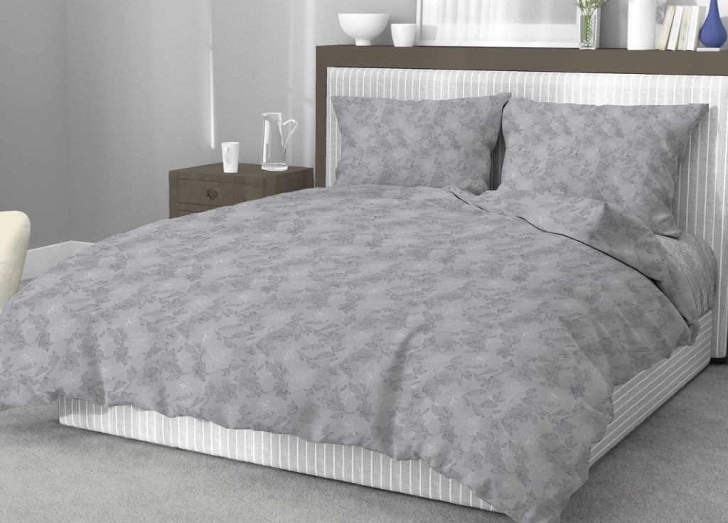 Sacco Copripiumino In 100% Cotone Made Italy Disegno Moderno Lily - Piazza E Mezza - Grigio