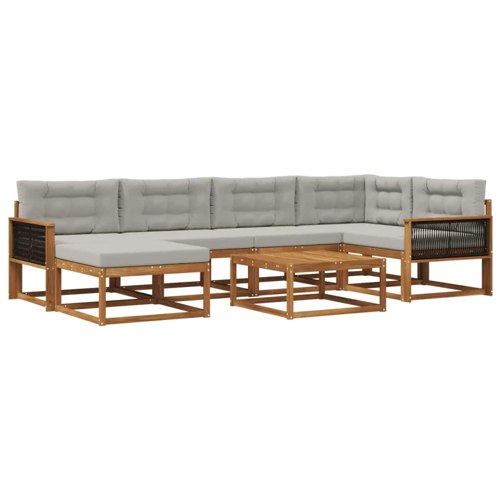 Set di divani da esterno 7 pcs Naturale e Grigio Chiaro