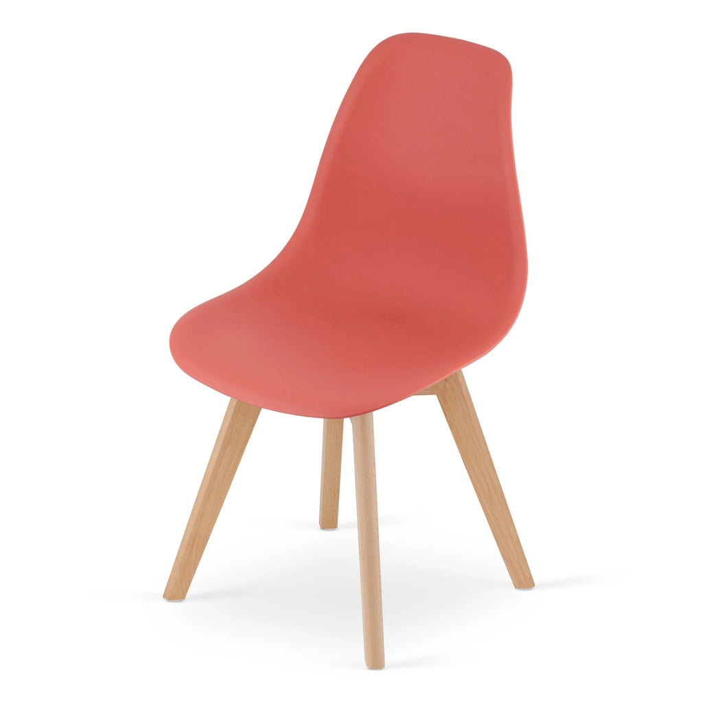 Sedia KITO in polipropilene color cinabro con gambe in faggio