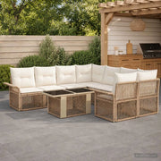 Set Divano da Giardino 9 pz Beige e Bianco Crema polyrattan 3436611
