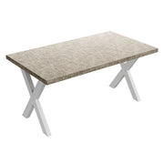 Tavolo da pranzo in legno e metallo con piedi x-shaped bianchi 220x100 cm Grigio Testurizzato