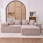 Divano modulare a L con chaise longue; senza montaggio; beige; 266x110x60 cm