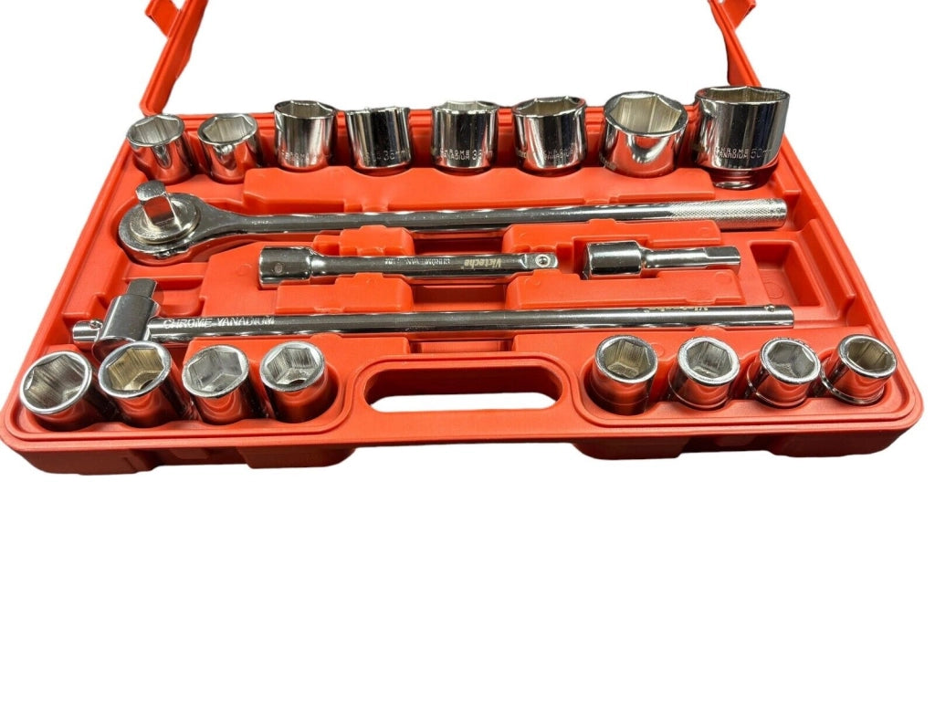 CHIAVI BUSSOLA ESAGONALI 21 PZ 19-50 mm 3/4 VALIGIA PLASTICA CR-V CRICCHETTO
