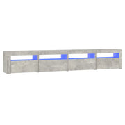 Mobile Porta TV con Luci LED-Credenza TV Grigio Cemento 240x35x40 cm