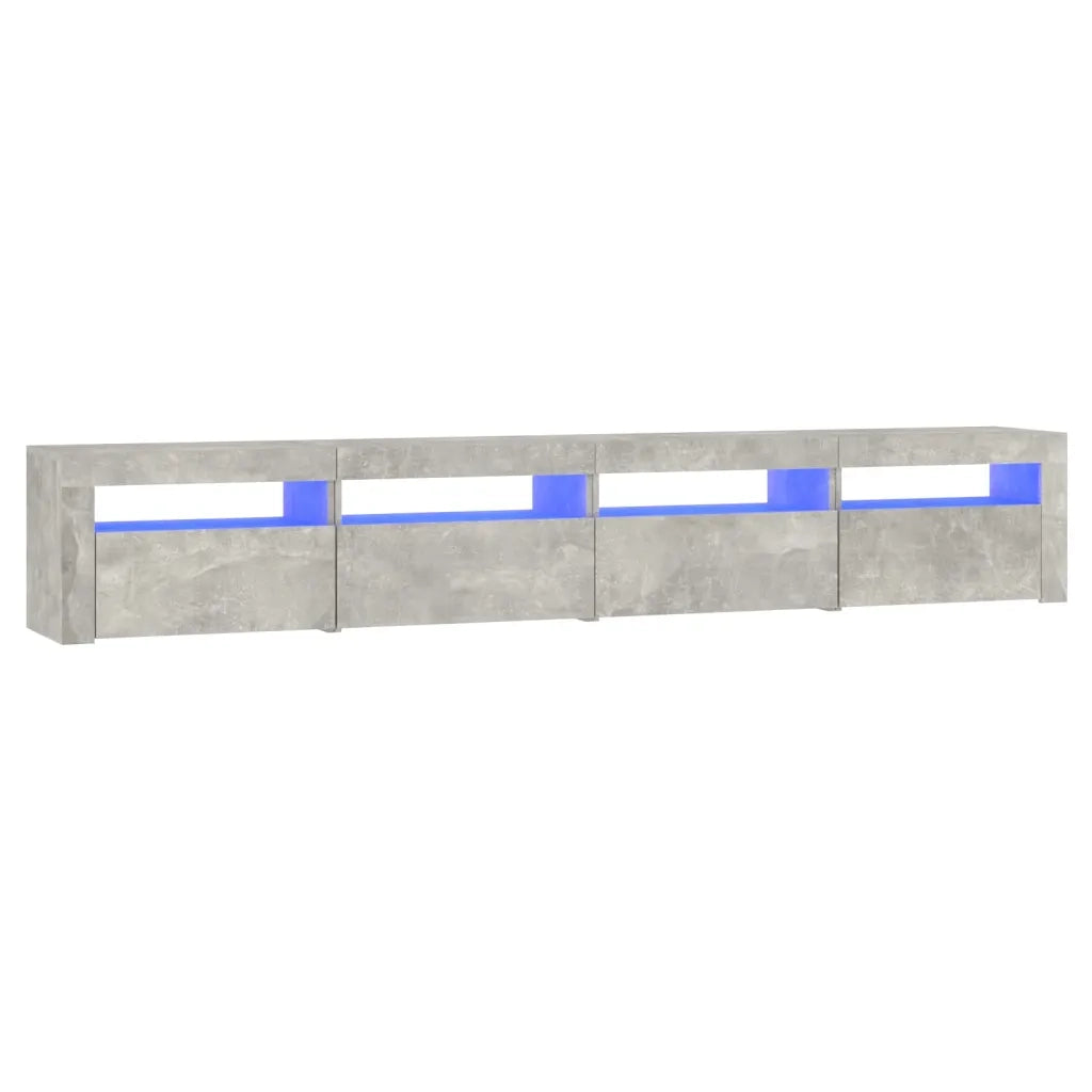 Mobile Porta TV con Luci LED-Credenza TV Grigio Cemento 240x35x40 cm