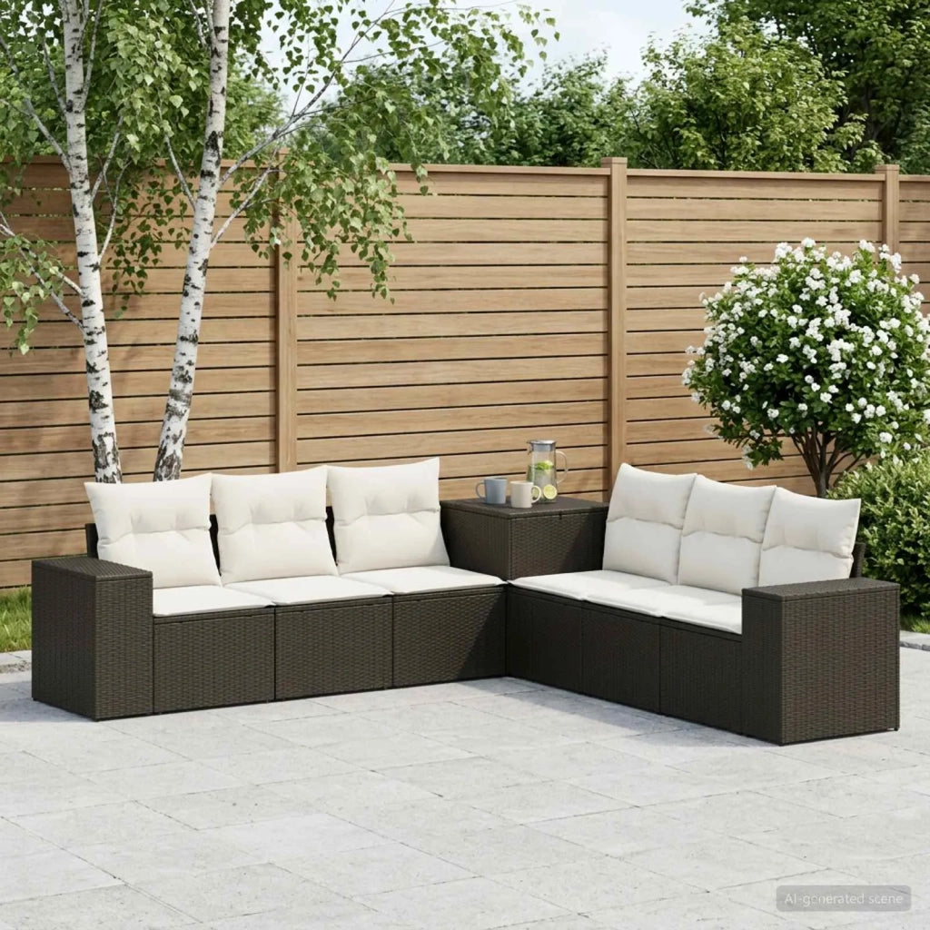 Set di divani 7 pz Nero e Bianco Crema 3448835