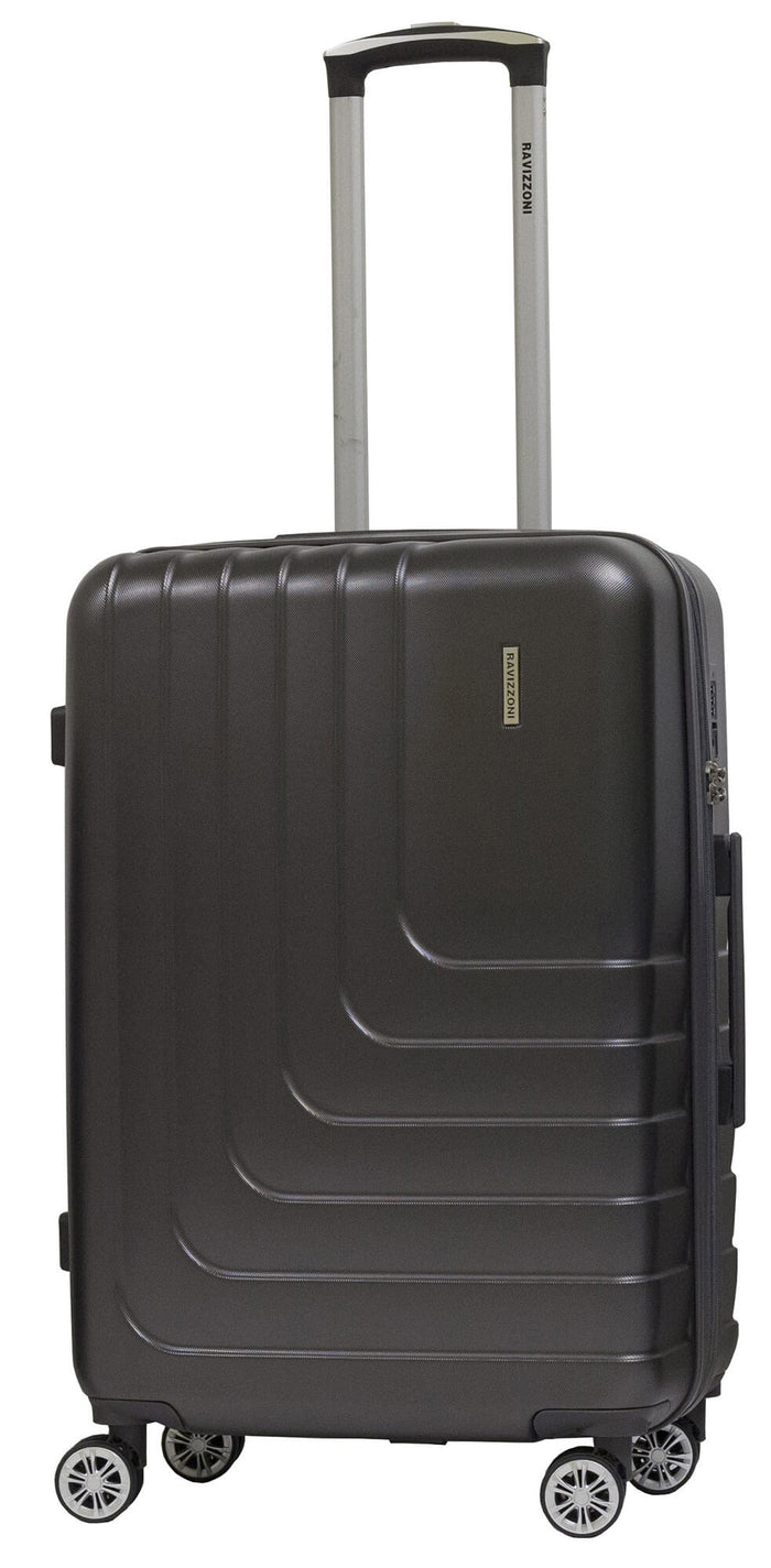 Set 3 Valigie Trolley Rigide in ABS 4 Ruote TSA Ravizzoni Titanio Grigie