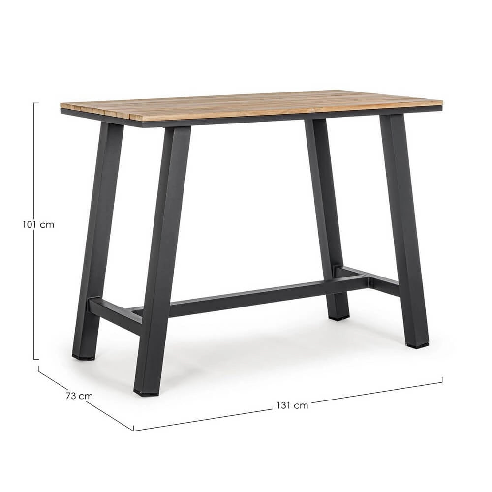 Tavolo bar alto da esterno in alluminio effetto legno 131x73 cm - NAVIGATOR