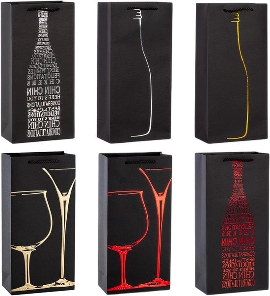 Set di 6 Bottiglie di Vino, Imballaggio di Lusso per Prosecco e Champagne, 35 x 17 x 9 cm