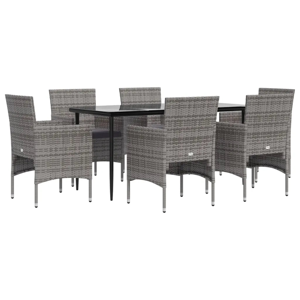 Set da Pranzo da Giardino 7 pz con Cuscini Grigio e Nero cod mxl 35869