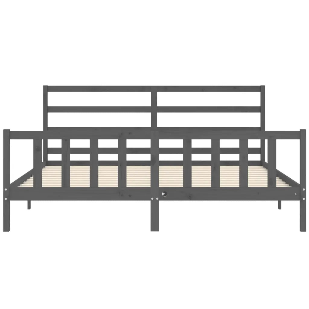 Giroletto con Testiera Grigio 200x200 cm in Legno Massello 3191928
