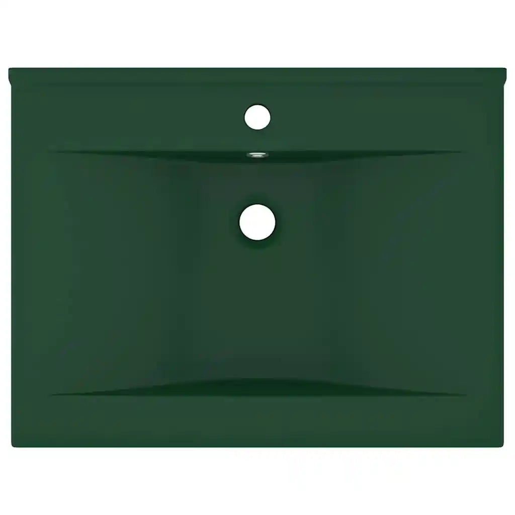 Lavabo con Foro Rubinetto Verde Scuro Opaco 60x46cm in Ceramica cod mxl 41237