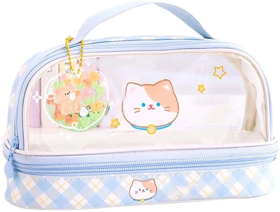 Etui Transparante con Grande Capacità - Doppia Cappa - Impermeabile - Multifunzionale - Ideale per Bambini/Adolescenti