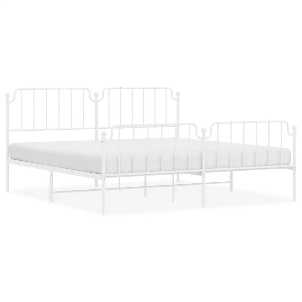 Giroletto con Testiera e Pediera Metallo Bianco 193x203 cm 373960